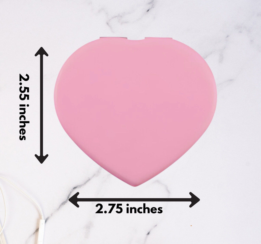 Personalized Pink Heart Compact Mirror