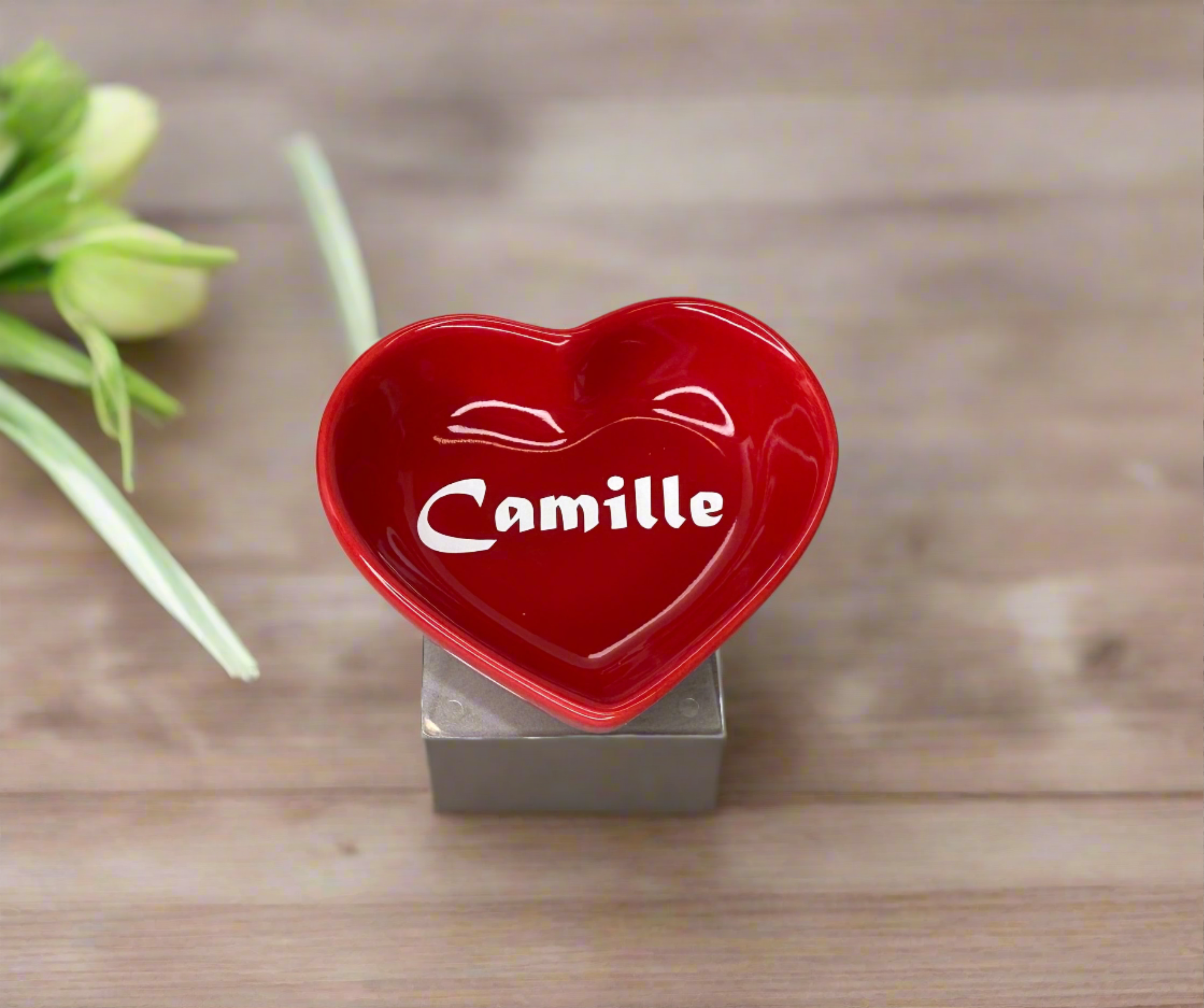 Personalized Red Heart Jewelry Dish