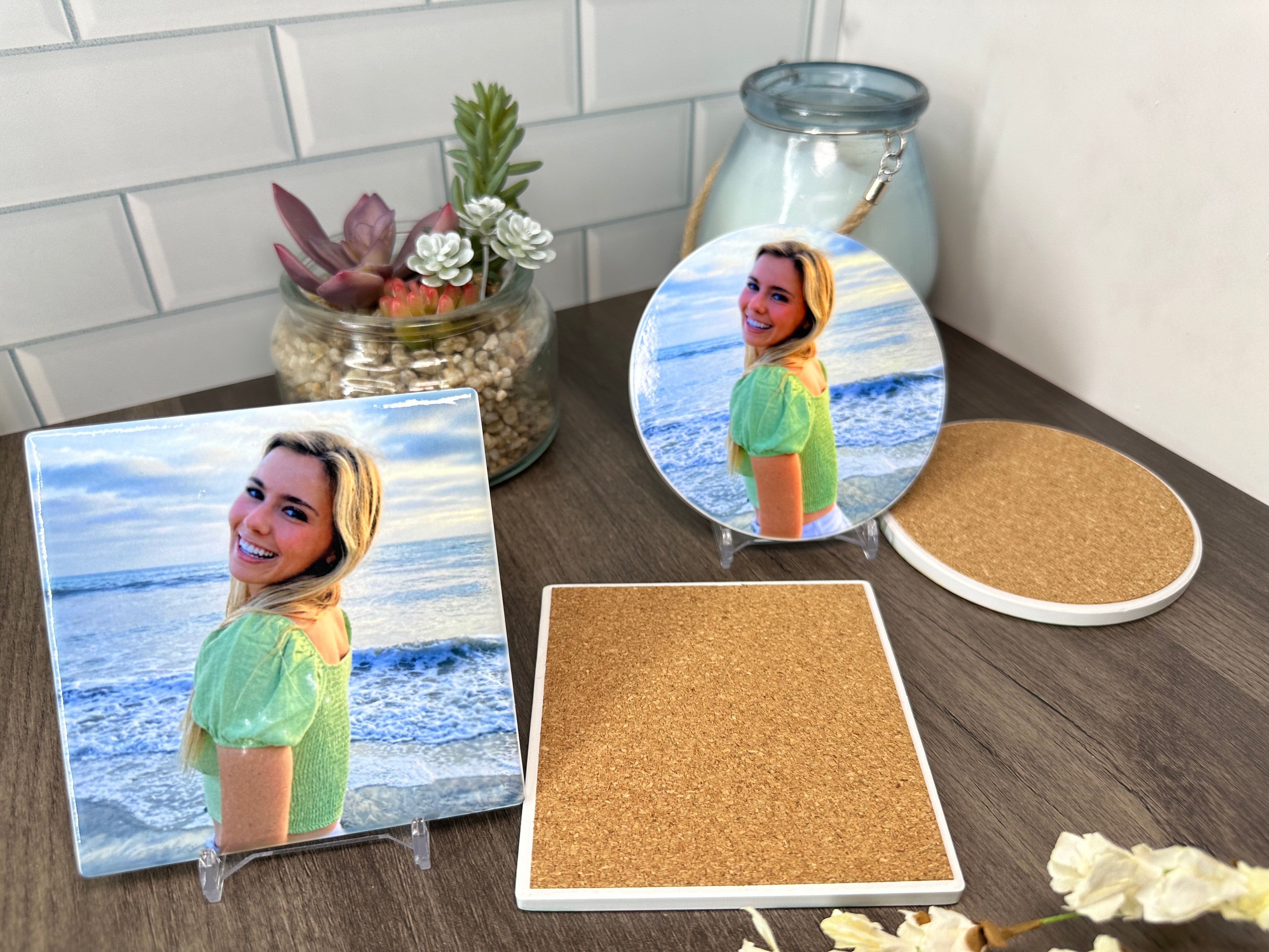 Personalized Coasters | Custom Photo | Free Holder with Set of 4, 6 or 8