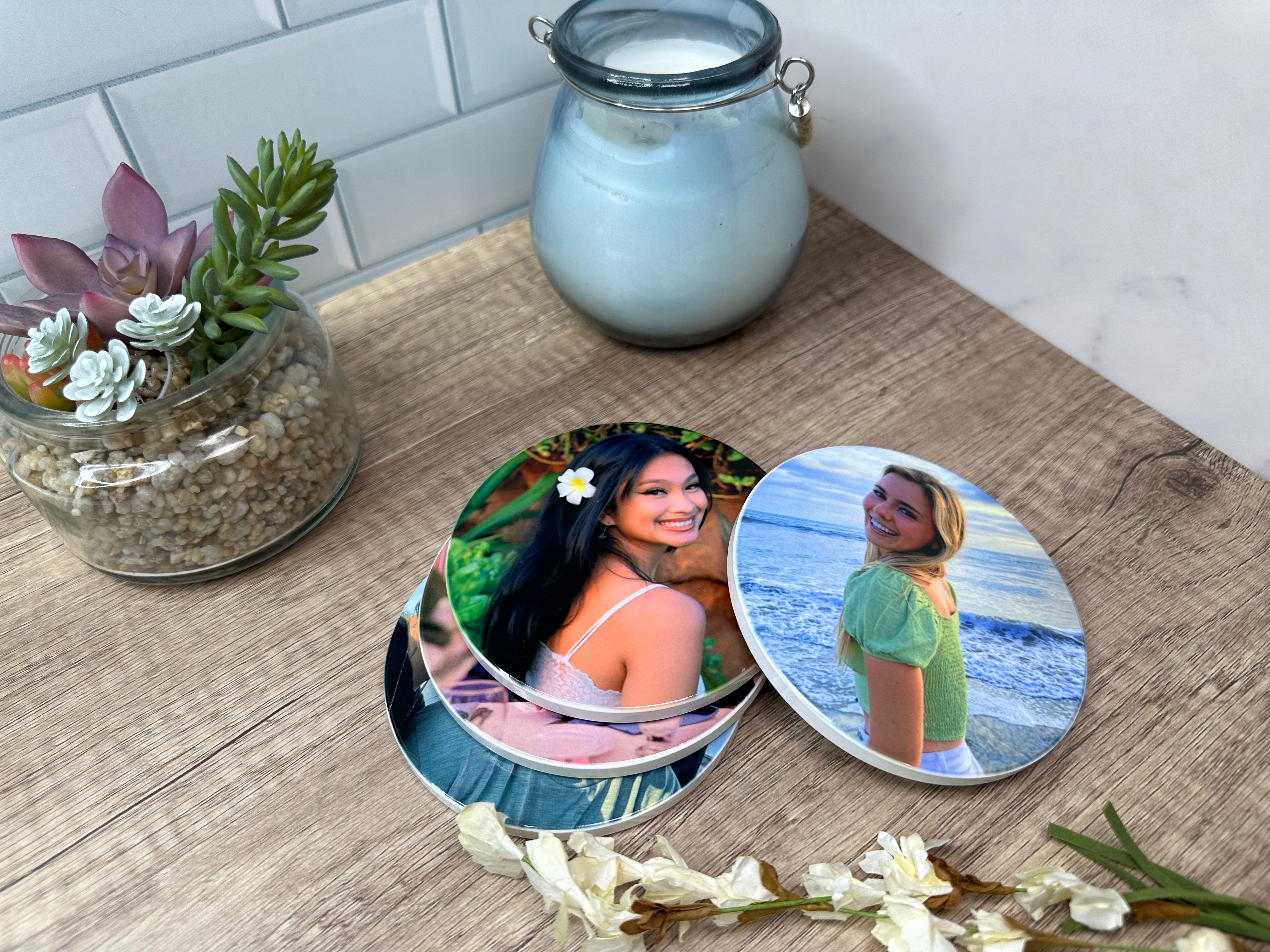 Personalized Coasters | Custom Photo | Free Holder with Set of 4, 6 or 8