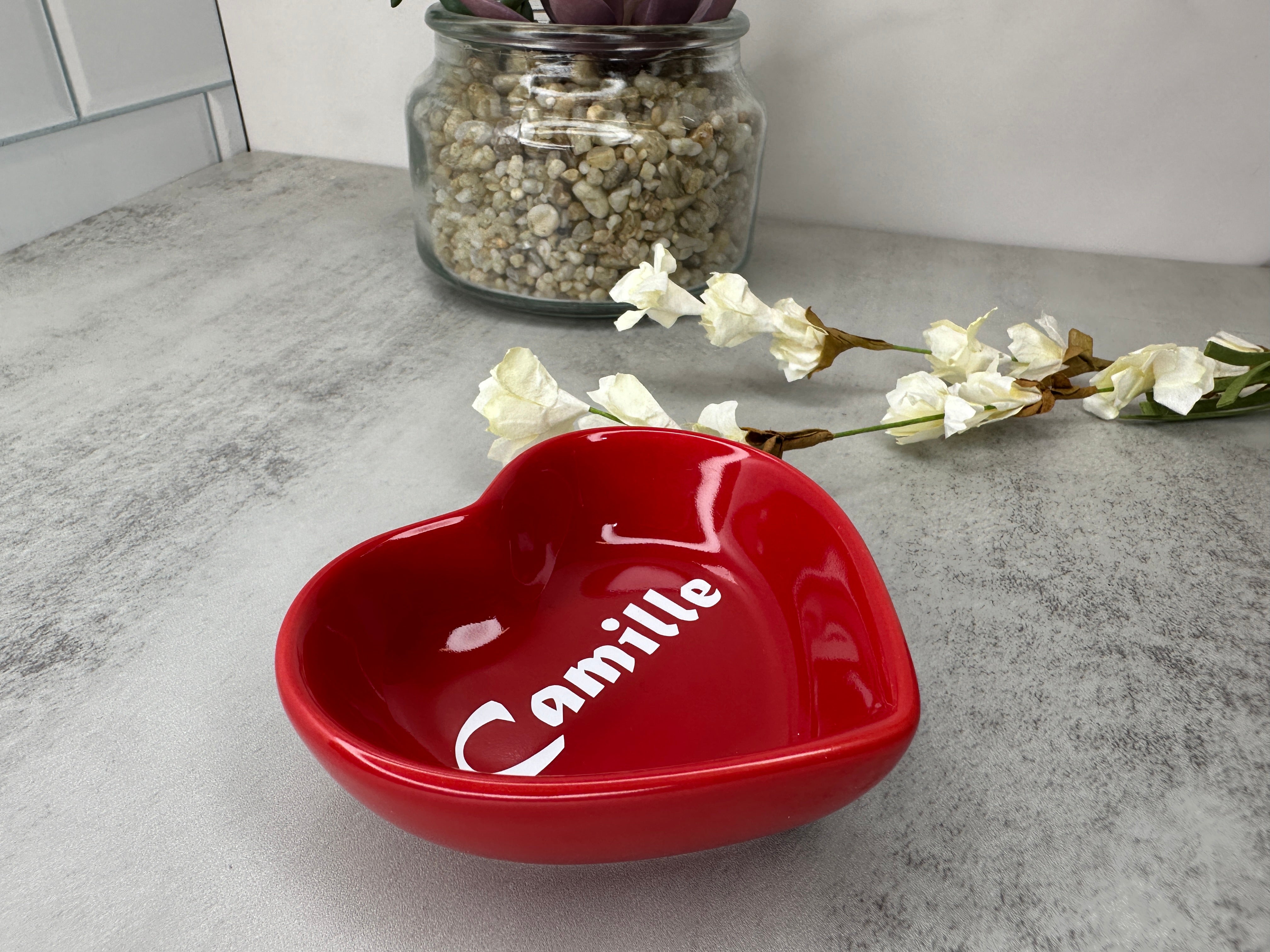 Personalized Red Heart Jewelry Dish