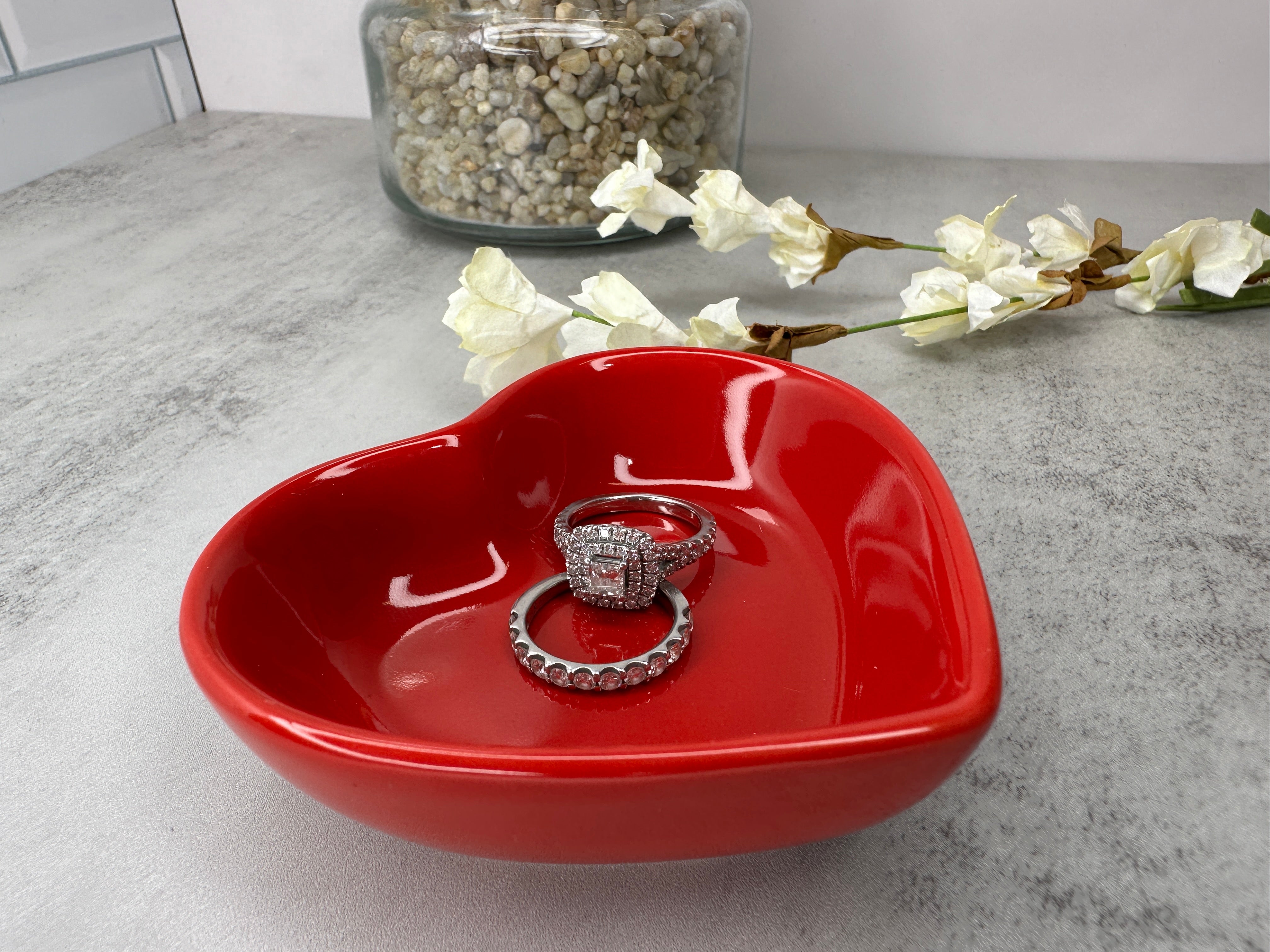 Personalized Red Heart Jewelry Dish