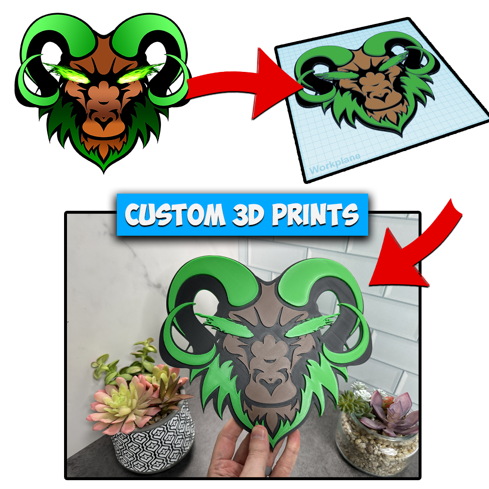 Custom 3D Printed Logo Decoration - Brand, Company, Team, Pendant, Emblem, & More