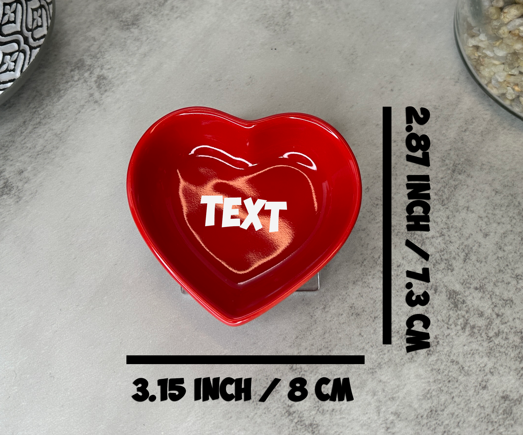 Personalized Red Heart Jewelry Dish
