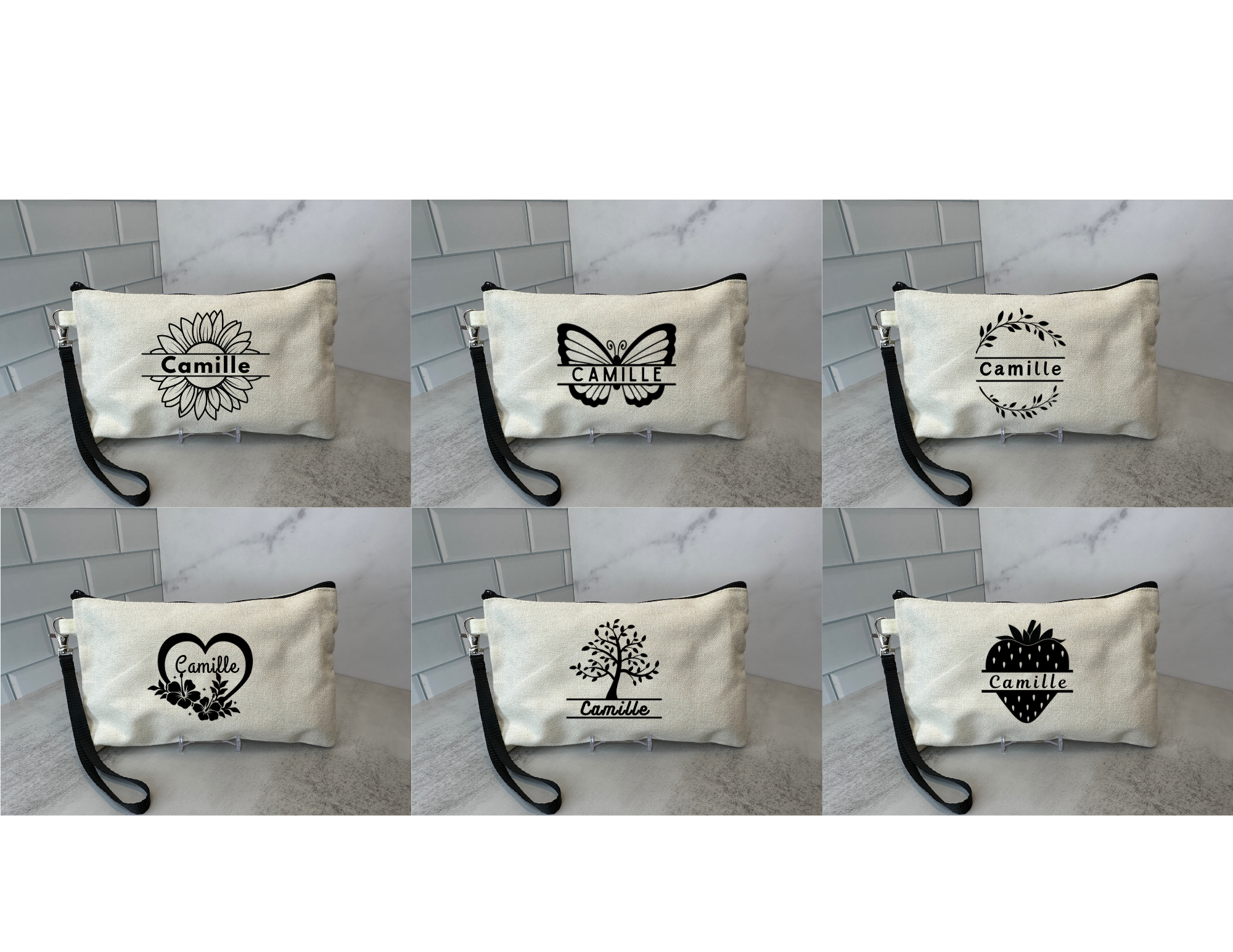 Personalized Small Tote Bag with Zipper & Wrist Lanyard