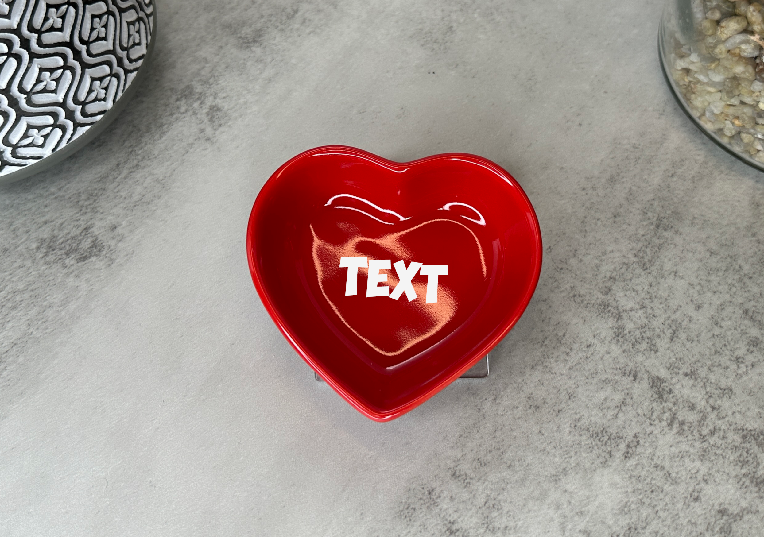 Personalized Red Heart Jewelry Dish