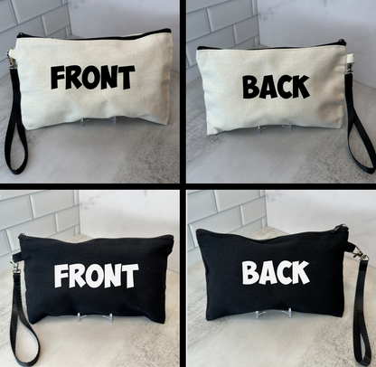 Personalized Small Tote Bag with Zipper & Wrist Lanyard