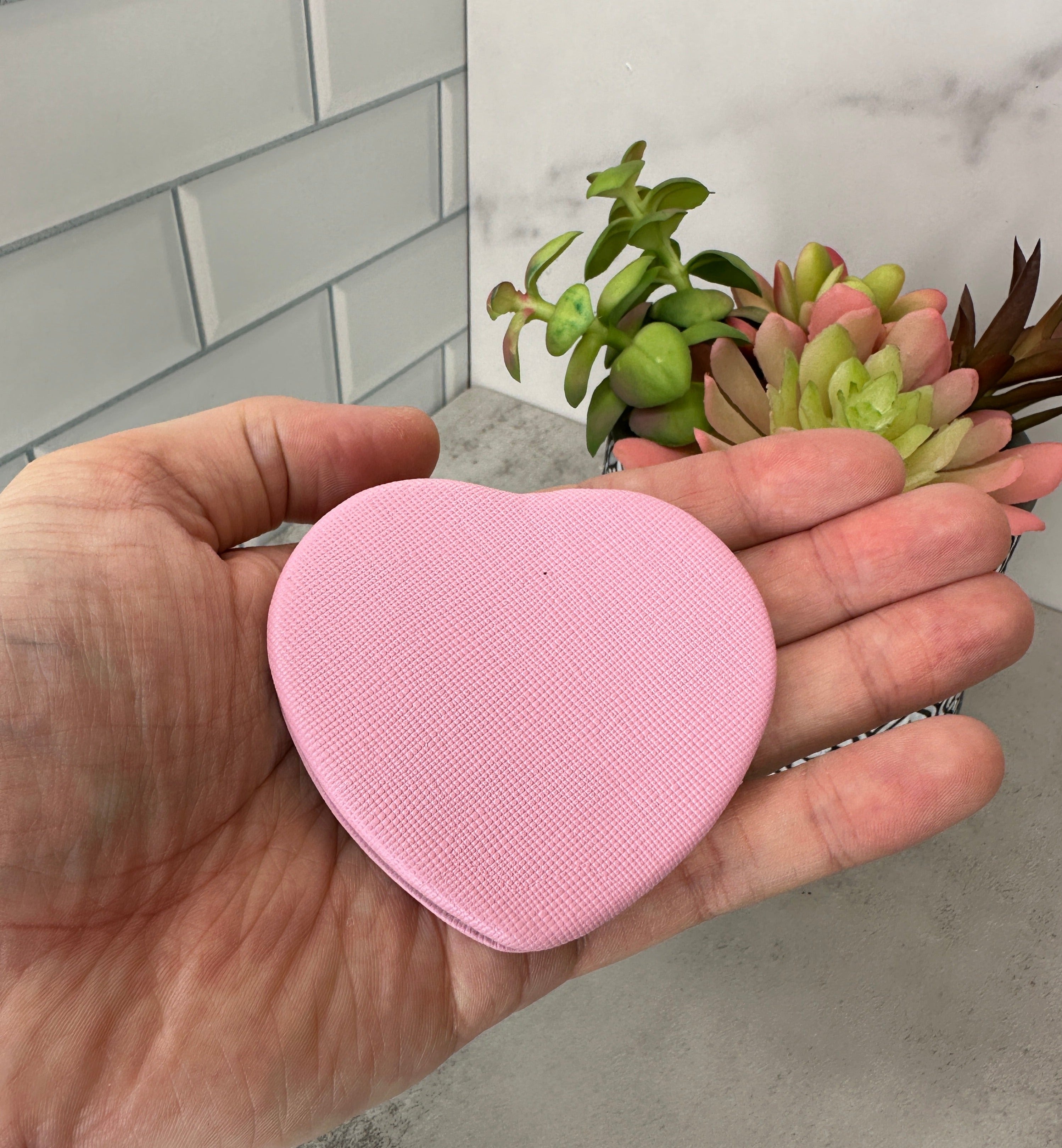 Personalized Pink Heart Compact Mirror