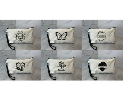 Personalized Small Tote Bag with Zipper & Wrist Lanyard