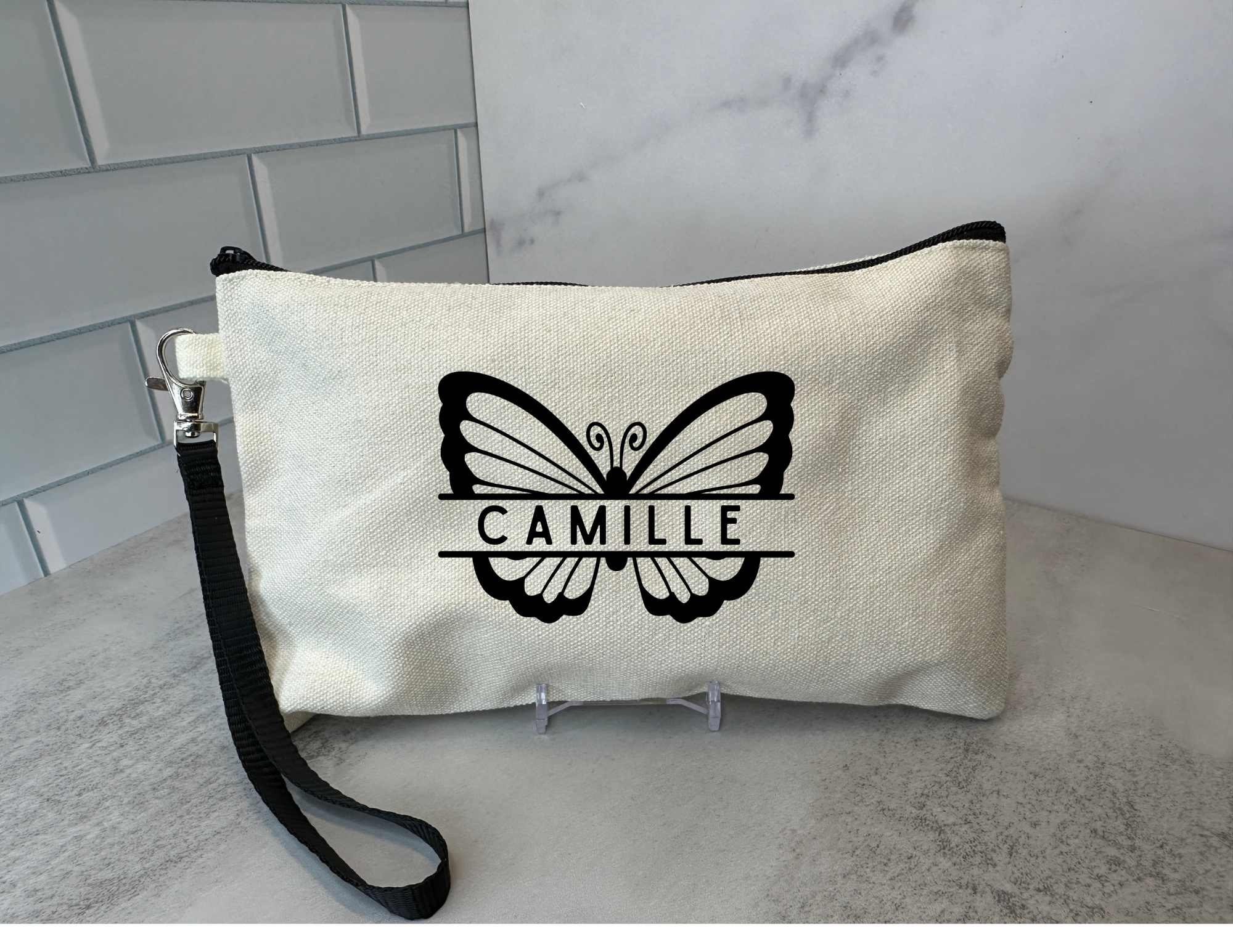 Personalized Small Tote Bag with Zipper & Wrist Lanyard